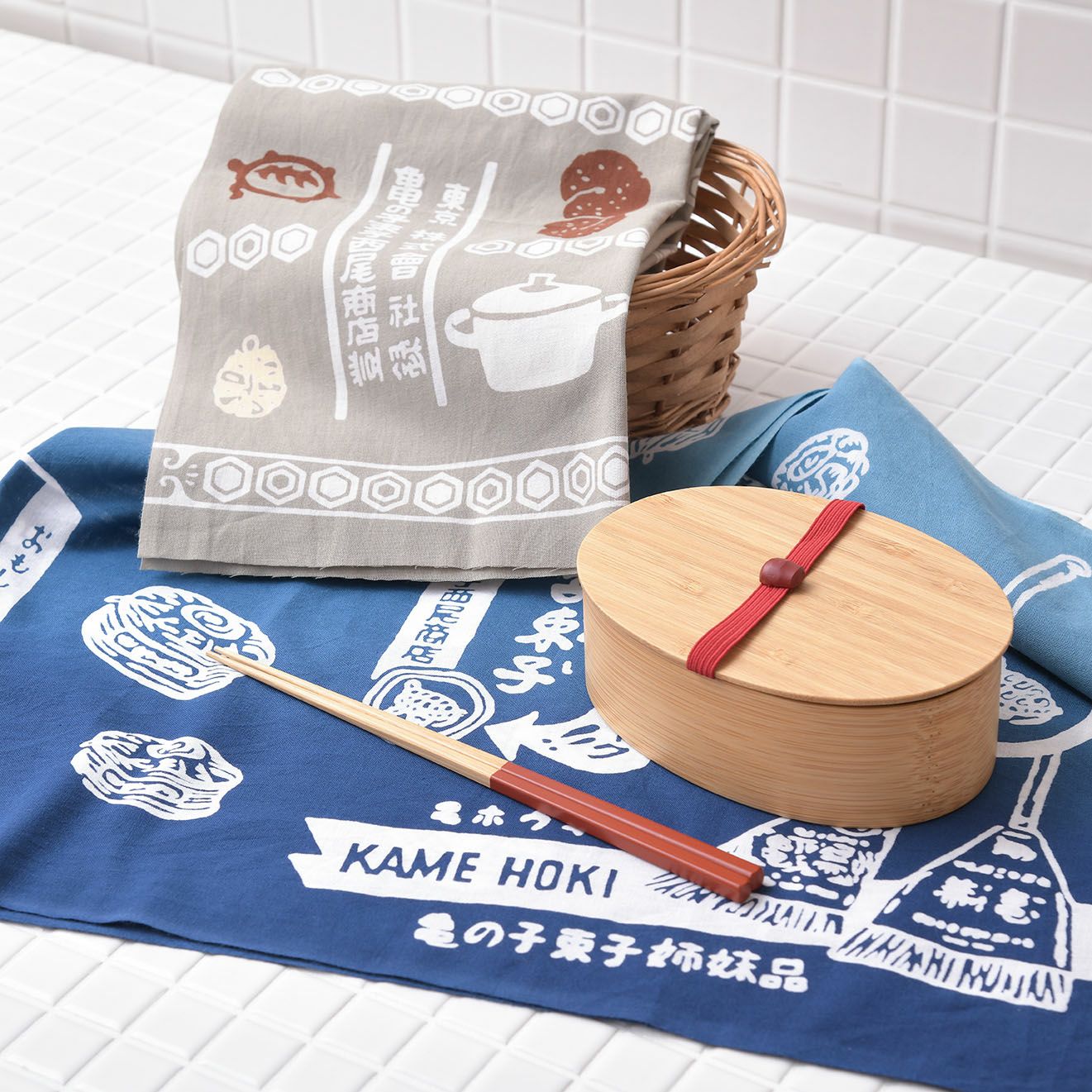 手ぬぐい 復刻レトロ広告2 ブルー | グッズ - 亀の子束子公式