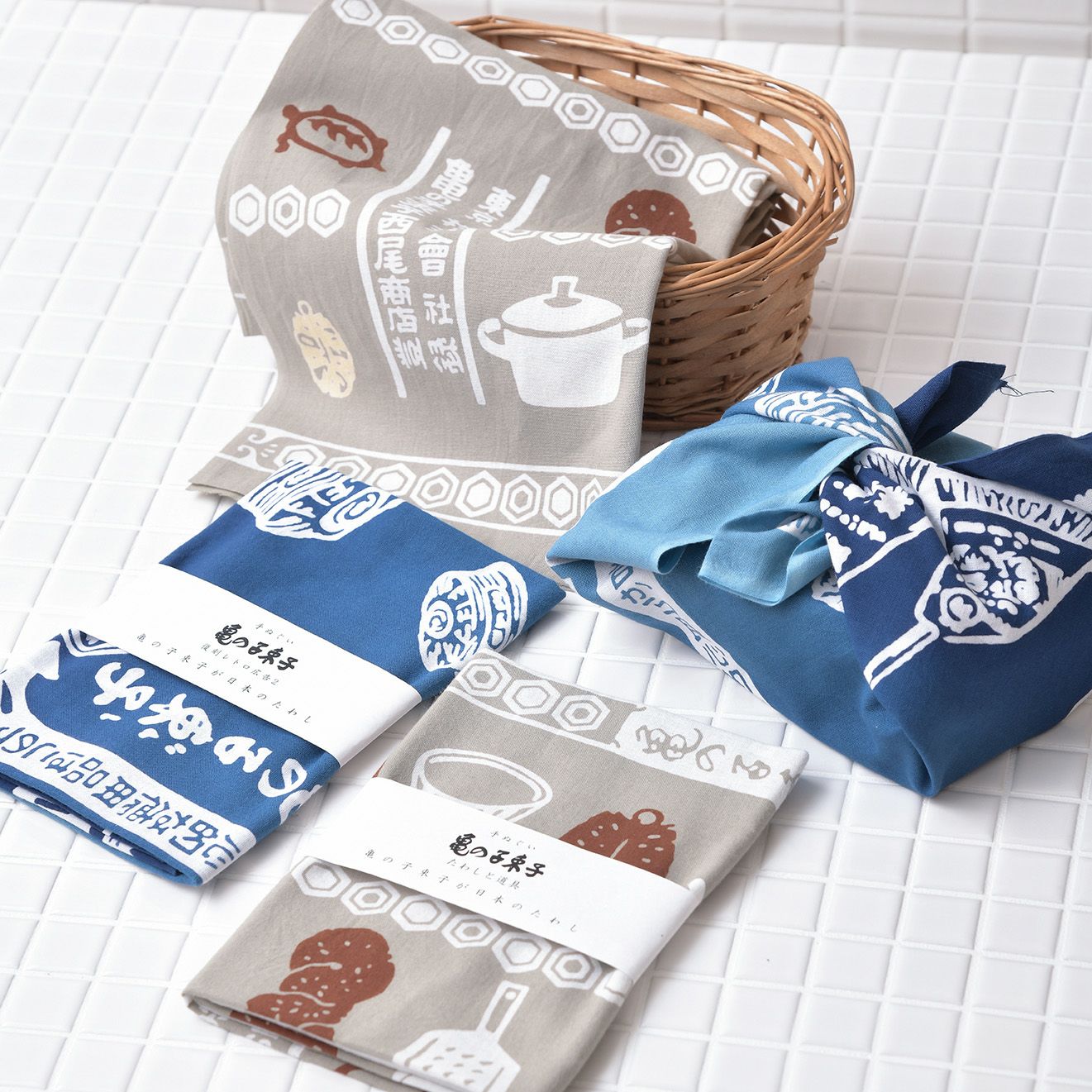 手ぬぐい 復刻レトロ広告2 ブルー | グッズ - 亀の子束子公式